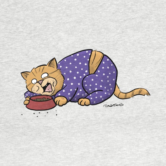 Cat Wearing Purple Pajamas by cartoonistnate